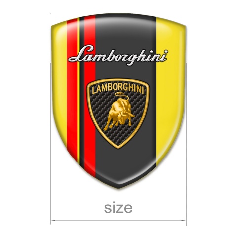 Lamborghini Domed Emblem Yellow with Red Lines Design 