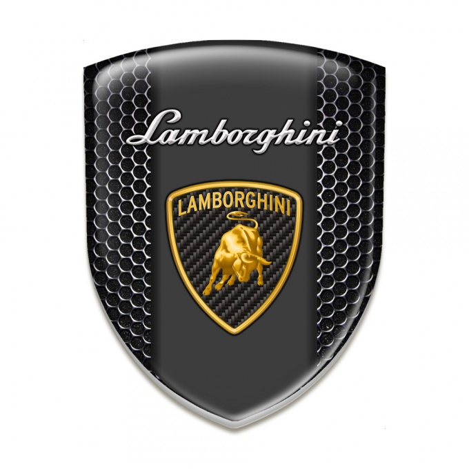 Lamborghini Silicone Car Decal Badge Perforated Steel Design 