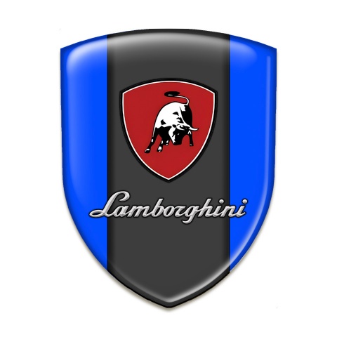 Lamborghini Auto Emblem Blue Base Black White Bull