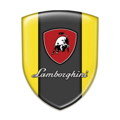 Lamborghini Emblem Badge Logo Yellow Background Black White Bull 