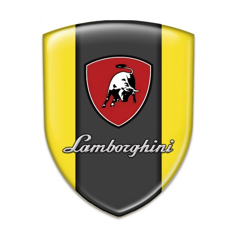 Lamborghini Emblem Badge Logo Yellow Background Black White Bull 