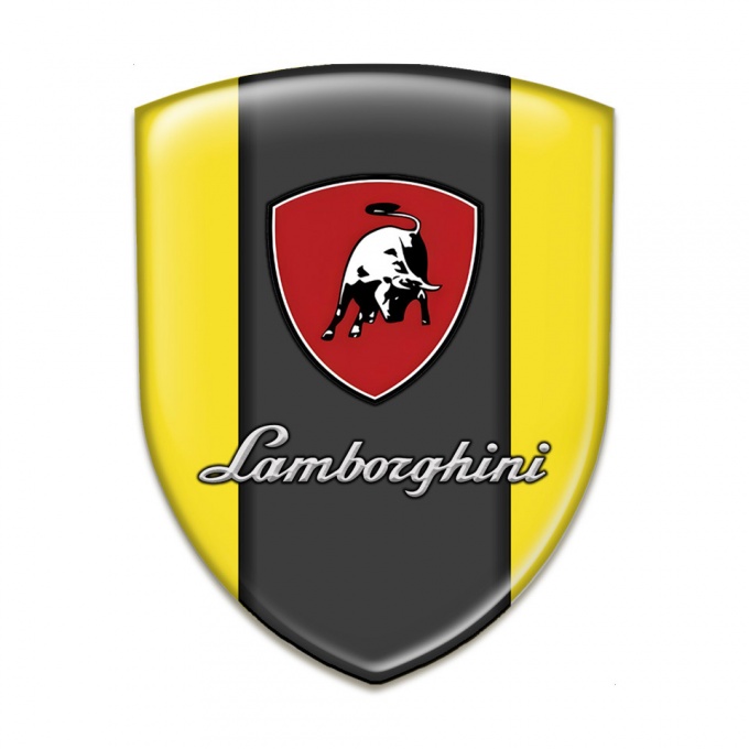 Lamborghini Emblem Badge Logo Yellow Background Black White Bull 