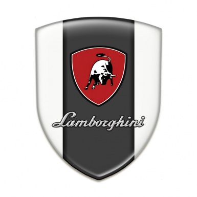 Lamborghini Domed Emblem White Base Black White Bull 