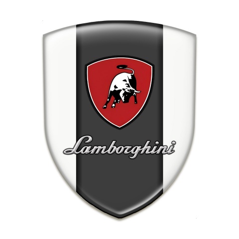 Lamborghini Domed Emblem White Base Black White Bull 