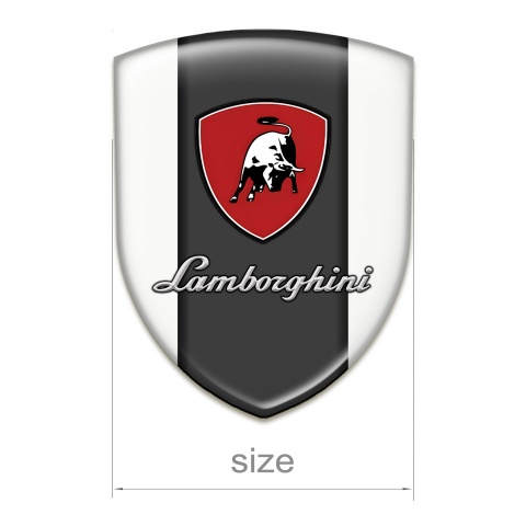 Lamborghini Domed Emblem White Base Black White Bull 