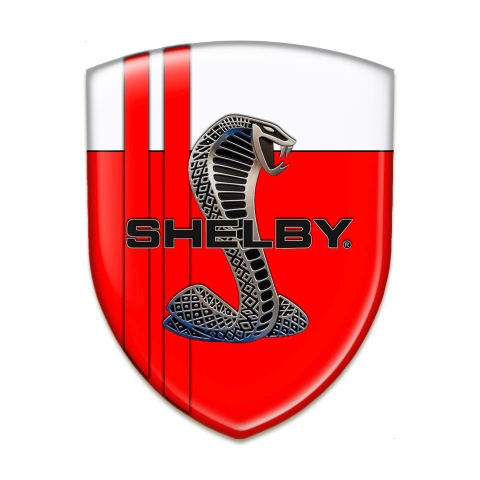 Ford Shelby Auto Emblem Red White Base Red Lines Style 