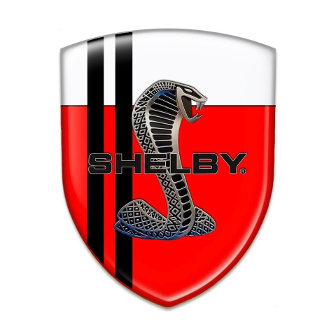 Ford Shelby Emblem Badge LogoRed White Warp Black Lines Style 