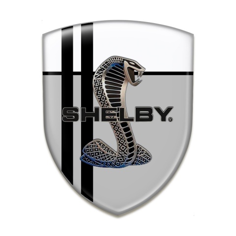 Ford Shelby Logo Emblem Grey White Base Black Lines Design 