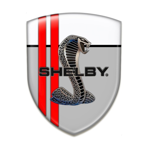 Ford Shelby Tuning Emblem Grey White with Red Lines Style 