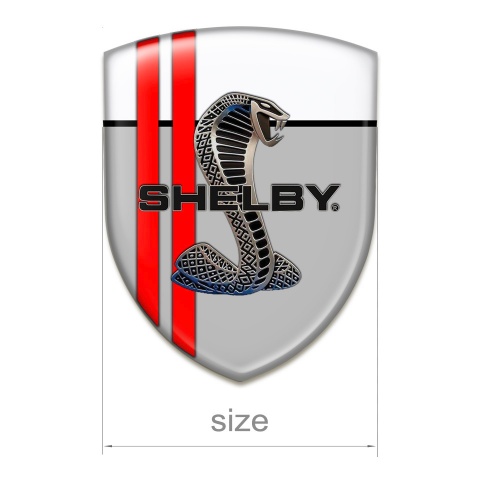 Ford Shelby Tuning Emblem Grey White with Red Lines Style 