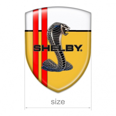 Ford Shelby Self Adhesive Emblem Logo Yellow White Print Red Lines 