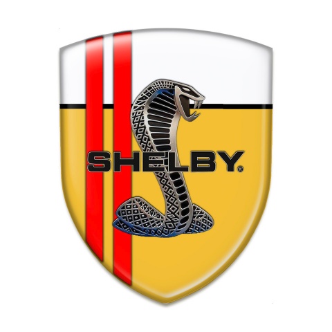 Ford Shelby Self Adhesive Emblem Logo Yellow White Print Red Lines 