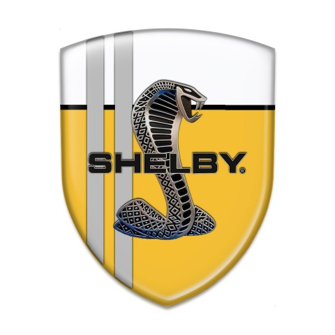 Ford Shelby Domed Emblem Yellow White base Grey Lines Style