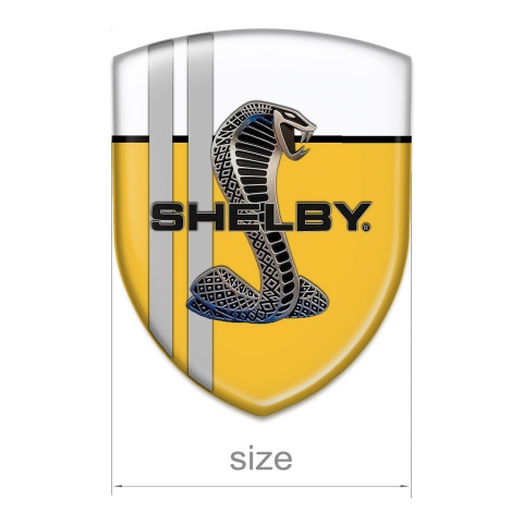 Ford Shelby Domed Emblem Yellow White base Grey Lines Style