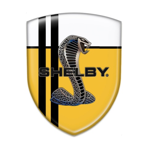 Ford Shelby Silicone Emblem Yellow White with Black Lines Design 