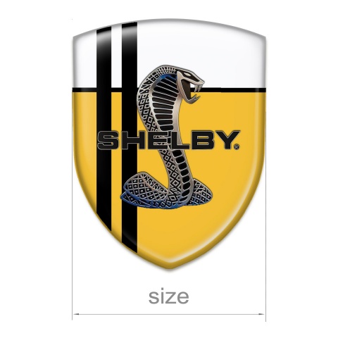 Ford Shelby Silicone Emblem Yellow White with Black Lines Design 