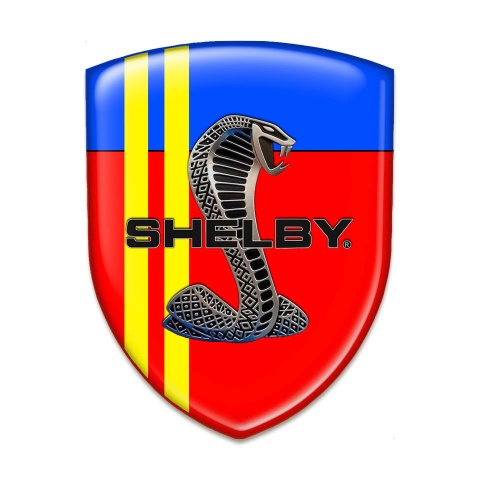 Ford Shelby 3D Gel Emblem Red Blue Base Yellow Lines Style 