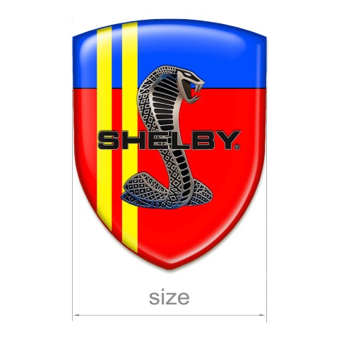 Ford Shelby 3D Gel Emblem Red Blue Base Yellow Lines Style 