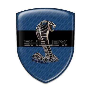 Ford Shelby Domed Emblem Navy Blue Carbon with Black Ribbon Style 