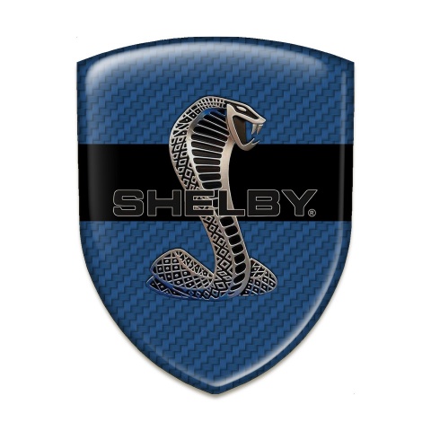 Ford Shelby Domed Emblem Navy Blue Carbon with Black Ribbon Style 