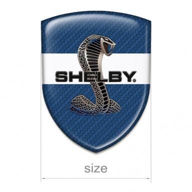 Ford Shelby Resin Sticker Navy Blue Carbon Base White Ribbon with Logo 