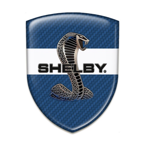Ford Shelby Resin Sticker Navy Blue Carbon Base White Ribbon with Logo 