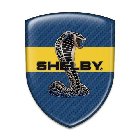 Ford Shelby Car Accessories Badge Navy Blue carbon Yellow Ribbon 