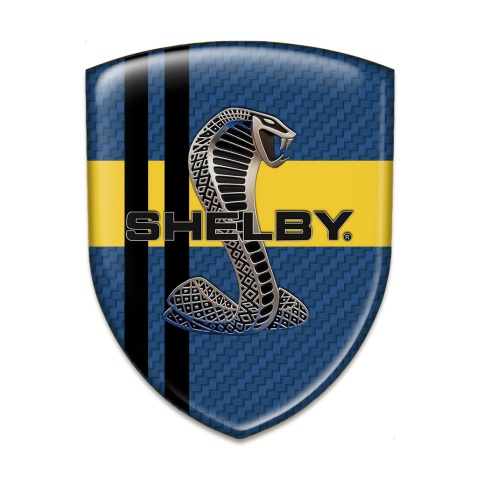 Ford Shelby Car Accessories Badge Navy Blue carbon Yellow Ribbon Black Lines Style 