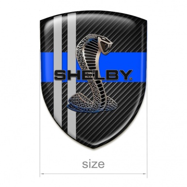 Ford Shelby Silicone Car Decal Badge Black Carbon Base Blue Ribbon wuth Grey Lines 