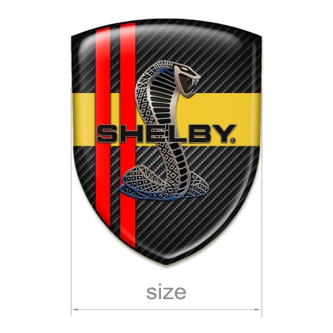 Ford Shelby Auto Emblem Black Carbon Yellow Ribbon Red Lines Style 
