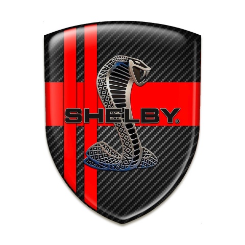 Ford Shelby Emblem Badge Logo Black Carbon Red Crossed lines Design 