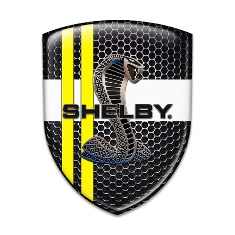 Ford Shelby Resin Sticker Perforated Steel White Yellow Ribbons 
