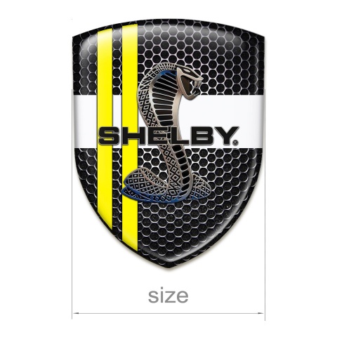 Ford Shelby Resin Sticker Perforated Steel White Yellow Ribbons 
