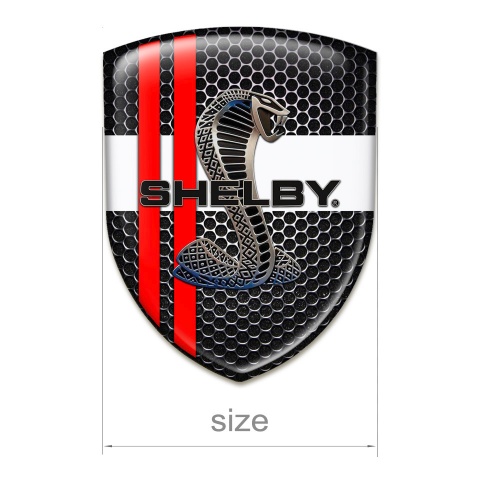 Ford Shelby Emblem Exterior Perforated Steel base White Ribbon red Lines 