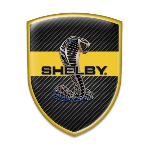 Ford Shelby Car Accessories Badge Dark base with Yellow Ribbon 