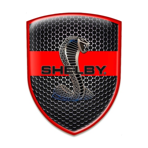 Ford Shelby Silicone Car Decal Badge Perforated Steel Background Red Strip style 