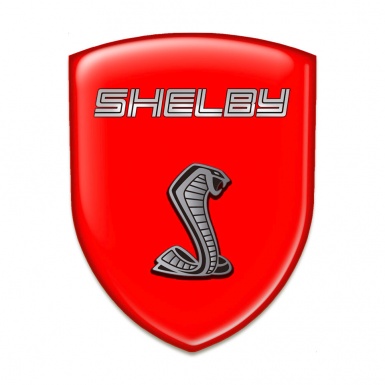 Ford Shelby Silicone Badge Red Background Grey Logo 