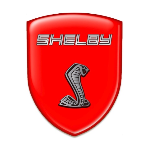 Ford Shelby Silicone Badge Red Background Grey Logo 