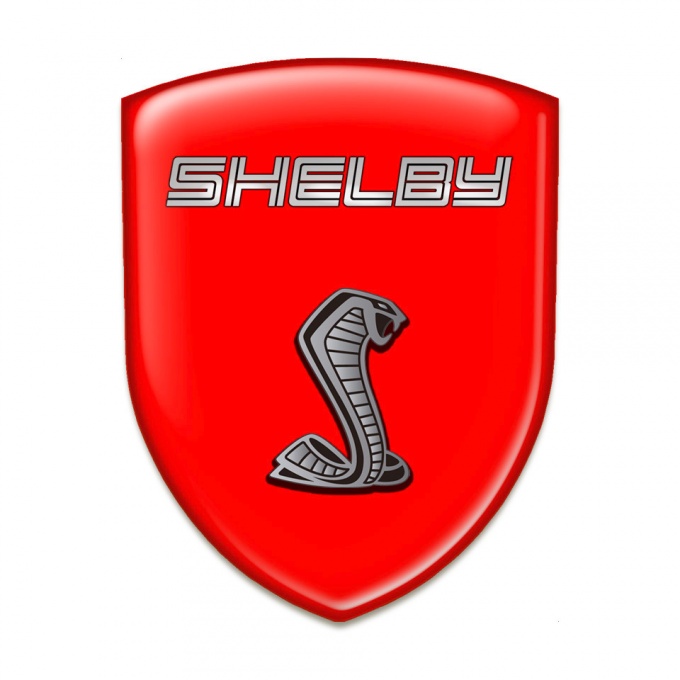 Ford Shelby Silicone Badge Red Background Grey Logo 