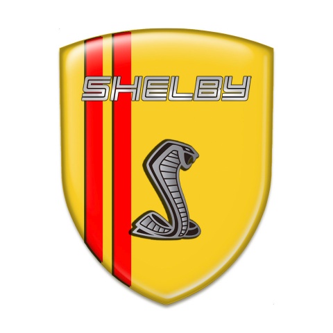 Ford Shelby Emblem Badge Logo Yellow Background Red Lines 