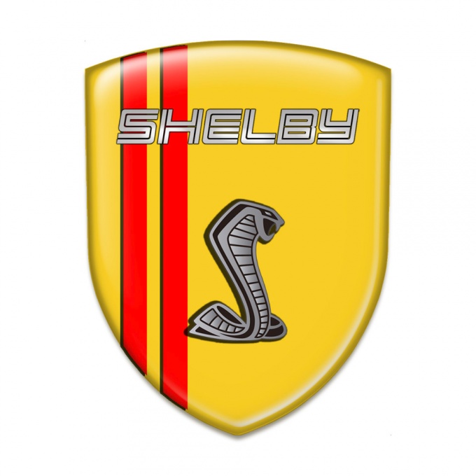 Ford Shelby Emblem Badge Logo Yellow Background Red Lines 