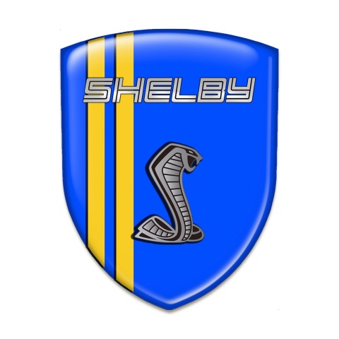 Ford Shelby Tuning Emblem Blue Background Yellow Lines Style 