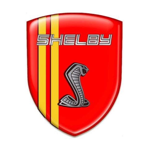 Ford Shelby Resin Sticker Red Base Yellow Lines Grey Logo 