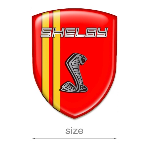 Ford Shelby Resin Sticker Red Base Yellow Lines Grey Logo 