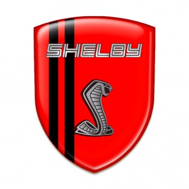 Ford Shelby 3D Gel Emblem Red Base Black Lines Style 