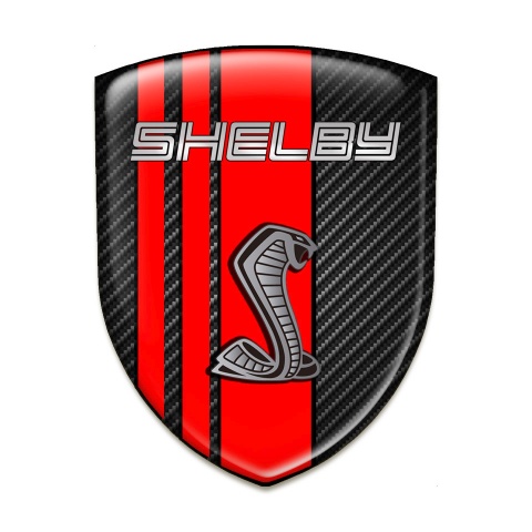 Ford Shelby Self Adhesive Car logo Emblem Black carbon Red Ribbons Design 