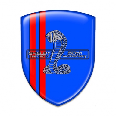 Ford Shelby Emblem Badge Logo Blue warp Red Lines Design 50 Anniversary Logo 