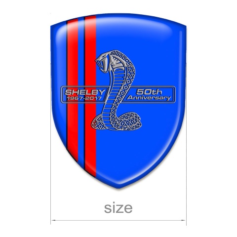Ford Shelby Emblem Badge Logo Blue warp Red Lines Design 50 Anniversary Logo 