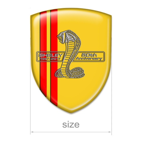 Ford Shelby Tuning Emblem Yellow Base Red Lines 50 Anniversary Edition 