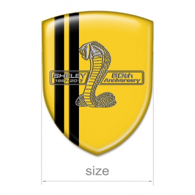 Ford Shelby Self Adhesive Emblem Logo Yellow Base Black Lines 50 Anniversary Style 